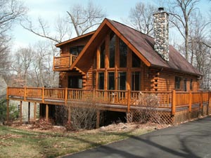 Welcoming log cabin at the wonderful Christmas Mountain